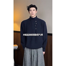 抖音原版800克高密度品质高领纽扣针织毛衣男潮MY009-P85(网图），男装针织衫/毛衣，电商B267