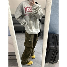 WY7062LL-特P46cleanfit领口假两件做旧卫衣男春秋打底上衣，男装卫衣，星座1007（原301D）