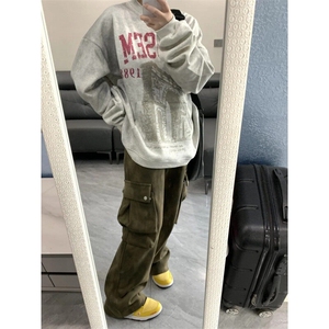 WY7062LL-特P46  cleanfit领口假两件做旧卫衣男春秋打底上衣图片