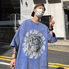 B239-X1005-P38美式复古水洗做旧人物印花短袖T恤，男装T恤，星座514-2(原B239)
