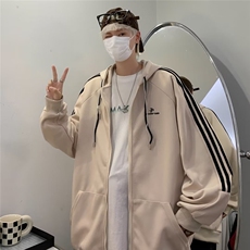卫衣男韩版潮流连帽条纹拼色字母帅气2025秋冬季ins外套WB153-P55，女装短外套，星座412