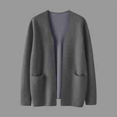 时髦洋气款35%羊绒圆领针织外套宽松开衫，女装羊绒衫，以美红杉羊绒