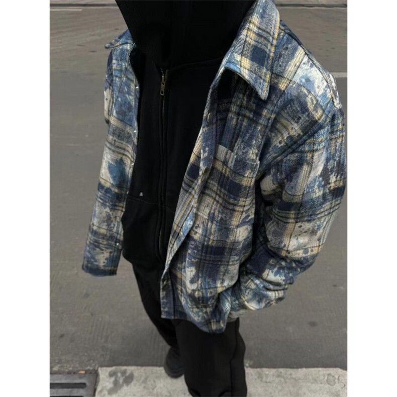 【有货】cleanfit扎染格子衬衫男设计感高级感衬衣C3002HH-特P50图片