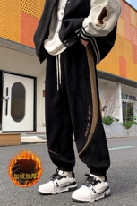 冬季加绒加厚电脑刺绣欧棉绒超细条宽松休闲运动束脚裤男868-P65，男装卫衣，电商C305A