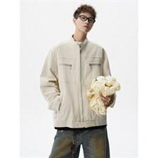 26春装高品质老钱风立领夹克外套男女美式潮牌拉链工装风宽松上衣，男装夹克，电商A486