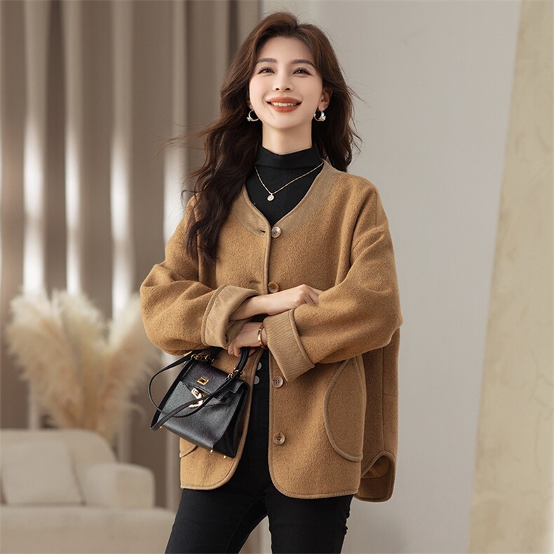 仿羊羔毛外套2023年秋冬新款皮毛一体短款时尚轻奢洋气女宽松加厚款,女装棉衣/棉服,梦懿尔