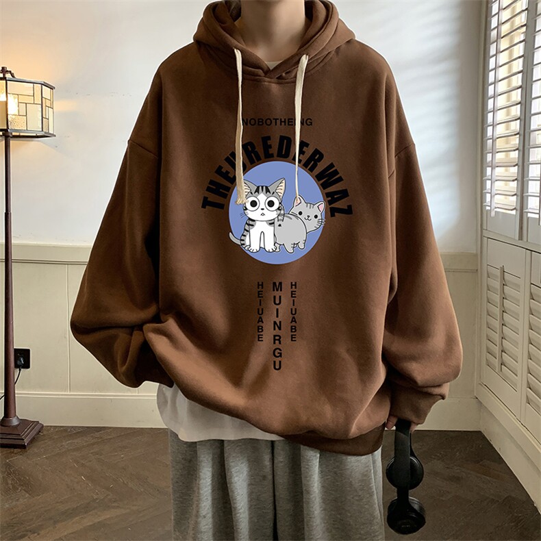 纯棉连帽卫衣男大码运动帽衫宽松薄WY2160-P35加绒款-P40,男装卫衣,电商A040