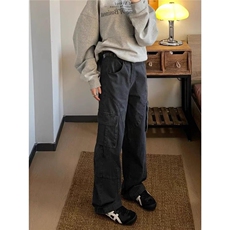1506/QGAZ100/P73新款潮流百搭裤子夏季薄款坠感阔腿拖地长裤，男装休闲裤，星座1506