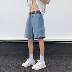 牛仔裤纯色水洗短裤男休闲侧设计中裤机能户外五分裤子N3233，男装牛仔裤，星座1116A-1（原606A）