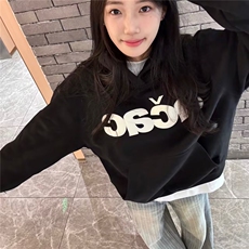 设计感字母印花卫衣男女春秋季美式撞色修身辣妹短款露脐上衣，男装卫衣，四季星座505