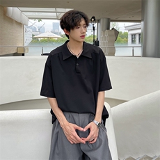 夏季新中式翻领短袖衬衫潮牌港风宽松休闲衬衣845P38，男装衬衫，电商A458A