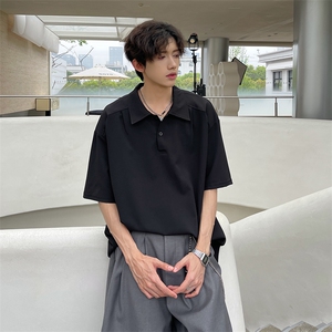夏季新中式翻领短袖衬衫 潮牌港风宽松休闲衬衣845 P38图片