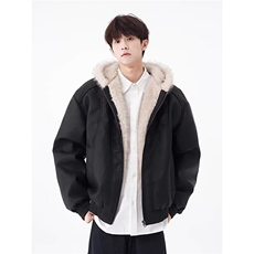 加绒加厚冬款男女连帽棉衣扎染PU皮棉袄毛领保暖皮棉服MY94P110，男装棉衣，星座1013-1
