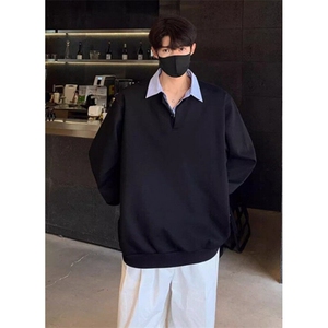 假两件衬衣领卫衣男春季氛围感穿搭上衣男士POLO衫外套 W775图片