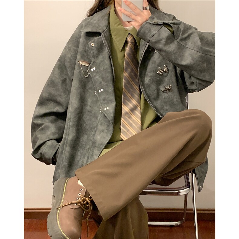 1抖音控价148大码粉色皮衣男宽松夹克男女情侣外套77083P105，女装短外套，星座226-2