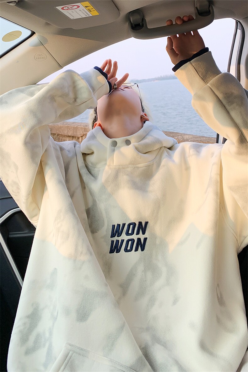 星座212A-W66加绒P80控118假两件连帽刺绣卫衣男脏脏上衣,男装卫衣,星座212A（原A324）