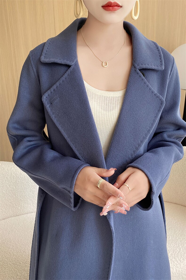 羊毛大衣女新款冬季韩版时尚流行羊毛呢子外套,女装双面呢大衣,召鑫羊绒双面呢