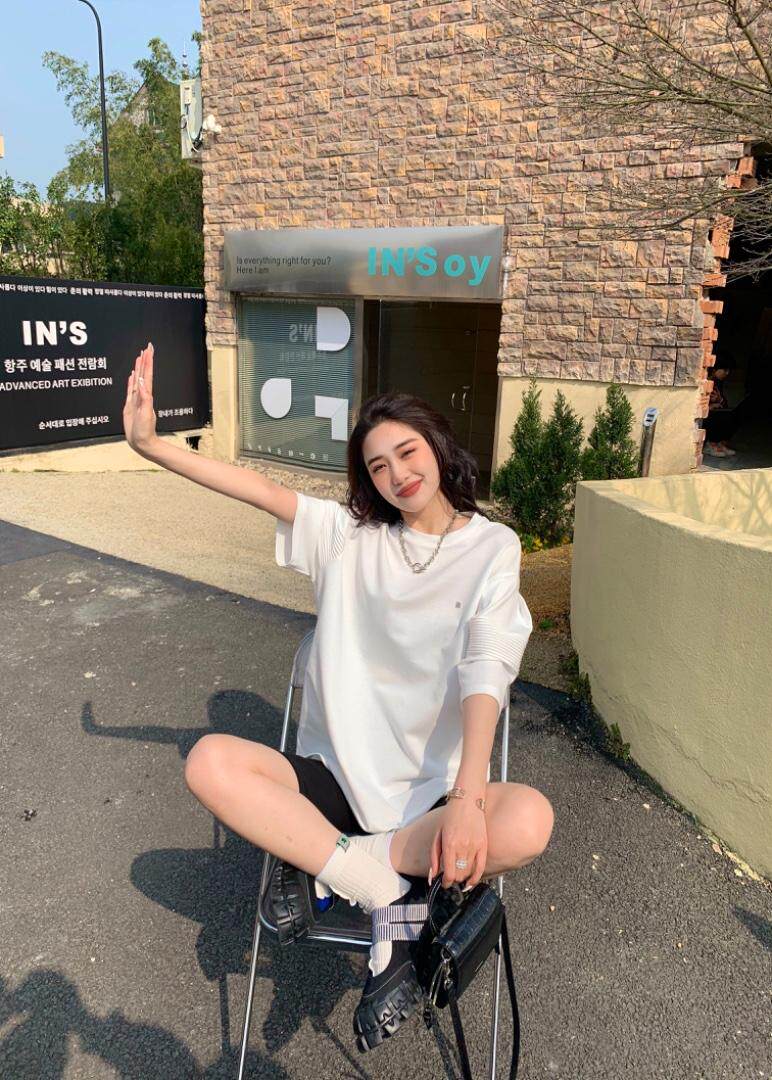 夏装新款、袖子打杆小设计大板T，其它，碧沁伊人