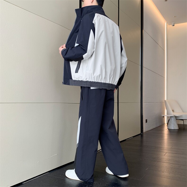 春秋季冲锋外套男款夹克男装中学生潮流拼接套装TZ0571-P113,男装休闲套装,星座308B-2