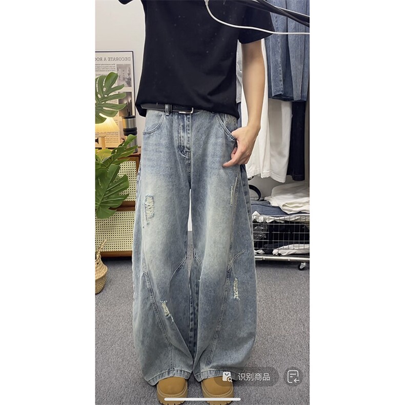 宽松阔腿裤男牛仔裤长裤A20-P50,男装牛仔裤,电商D312-1