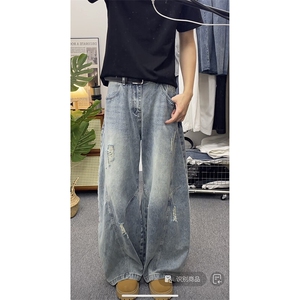 宽松阔腿裤男牛仔裤长裤A20-P50图片