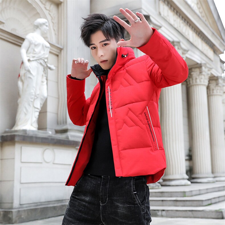 2020冬季韩版立领棉衣男潮流刺绣休闲青年短款棉服8887，男装棉衣，A067