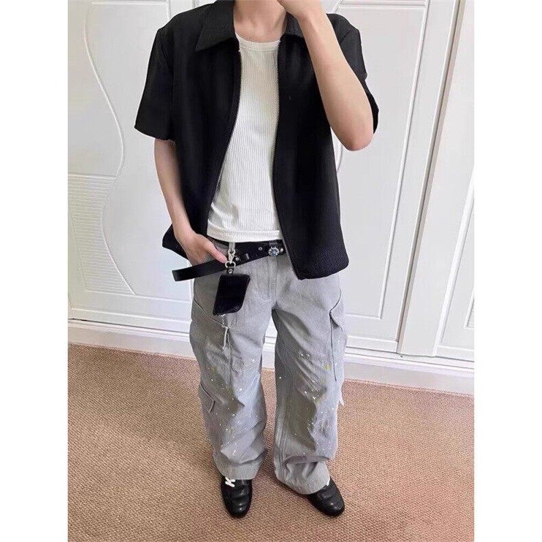 欧洲站2025新款短袖设计感小众衬衫男宽松夏季中式C121S,男装T恤,星座1116A（原606A-3）