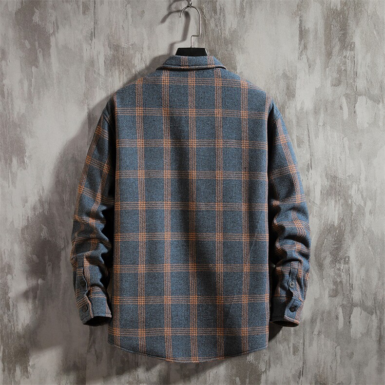 2019冬季新日系水泥墙加绒加厚格子衬衫男大码保暖C5081-P60,男装衬衫,电商A001