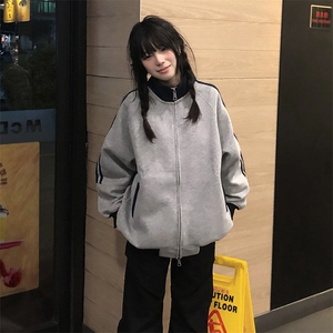 抖音得物高品质 美式高街重磅结构设计拼接织带立领卫衣外套 CM42图片