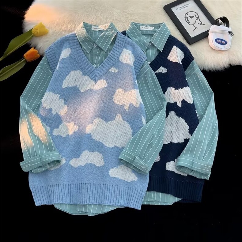 青春流行标准毛织背心慵懒V领潮背心BX529P28,男装背心/马甲,星座1116-2