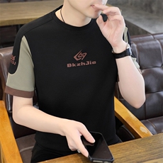 夏季新款拼接短袖圆领时尚休闲青年修身短袖T恤上衣L1311-P30，男装T恤，星座310B-3