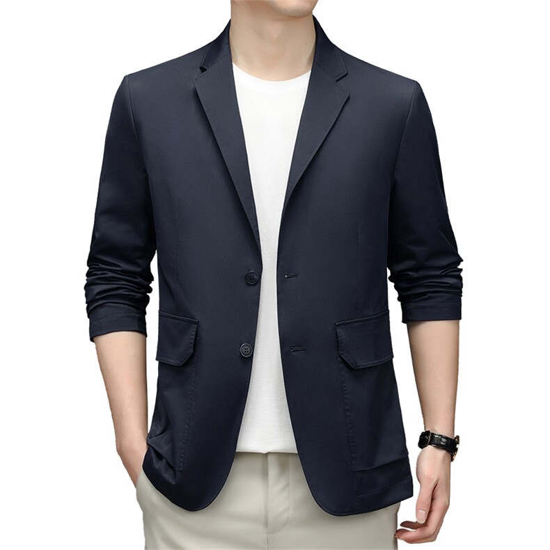 口袋上衣单排扣翻领长袖春季中老年2023年时尚西服SL7816,男装西服,钱塘6003（原4033）