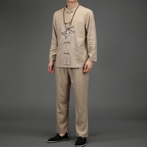 BETZ907钱塘2020-2风亚麻唐装男士中老年男装中老年套装P105，男装中老年男装，钱塘207-2