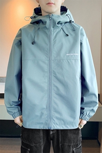 冲锋衣连帽夹克男宽松落肩纯色上衣外套DSA157B-JK727-P58图片