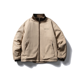 南夏乔装2025冬季新款日系撞色翻领刺绣棉衣潮流休闲宽松棉服外套图片