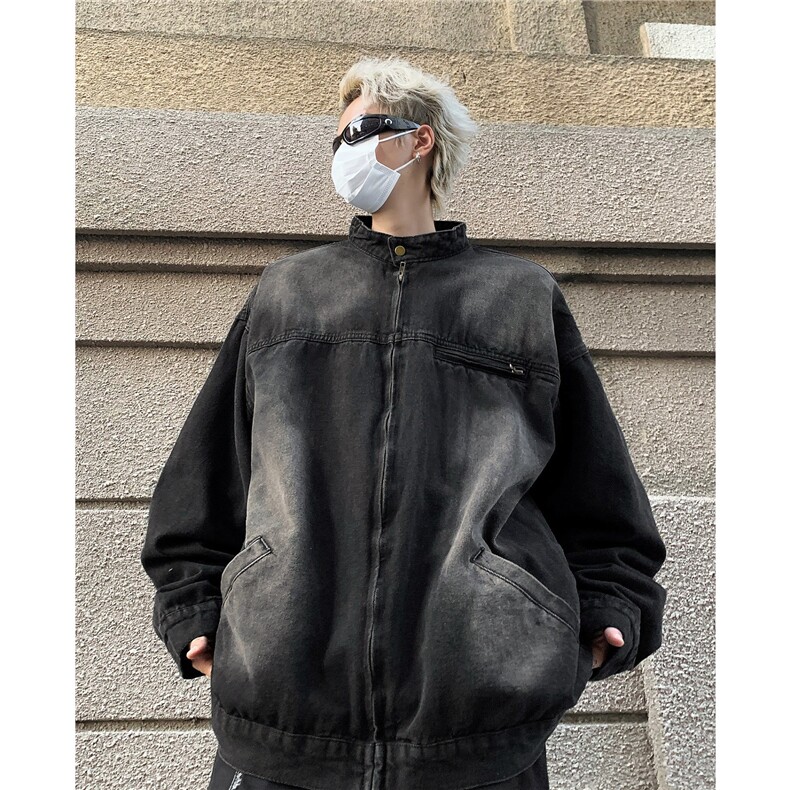 牛仔外套男春秋款水洗做旧痞帅高级感设计潮牌街头飞行员夹克网图,男装工装外套,星座302B