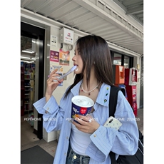 防晒衣女新款外搭夏季超仙2025宽松薄款长袖复古港风条纹衬衫开衫，男装防晒衣，星座1210-1