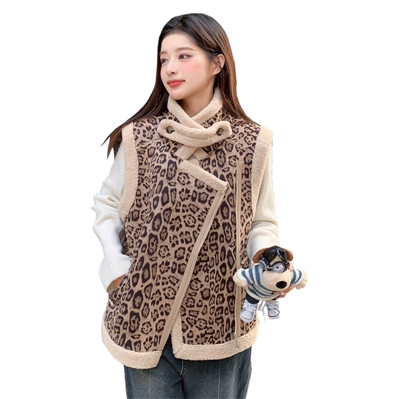 新款，豹纹马甲皮毛一体B081-8732-P125-K188,女装马甲,浙宝276（原081）