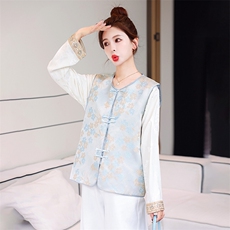 新中式国风马甲无袖外套女2025新款春装时髦洋气百搭马夹外穿坎肩，女装马甲，美静678