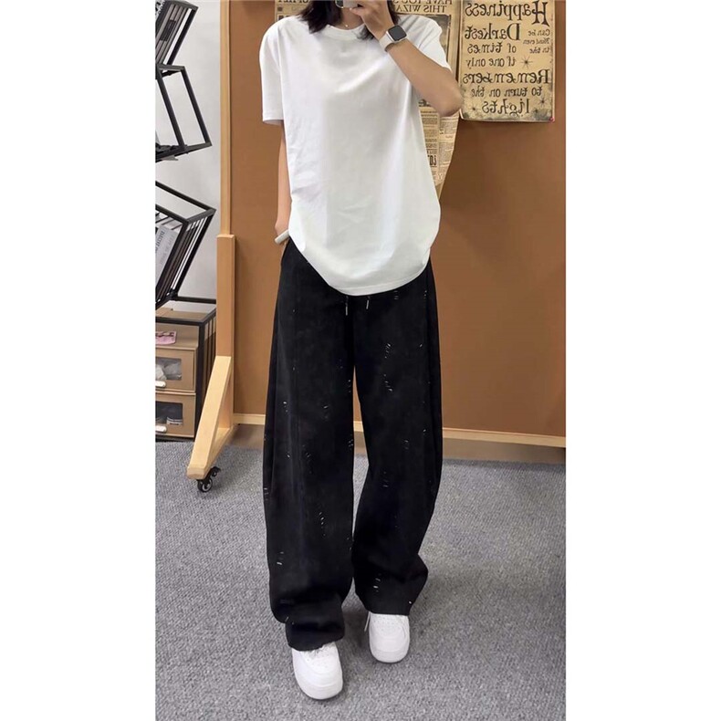 现货5千-KZ117-S-3XL-P45重磅350克割破撞色扎染美式弯刀宽松卫裤,男装休闲裤,星座1811B
