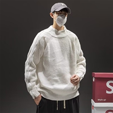 潮牌小众解构双头金属拉链设计感毛衣纯色毛绒宽松针织毛衫男，男装针织衫/毛衣，星座1013