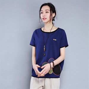 创意 2021年夏季 短袖 宽松 时尚 简约 百搭 潮流 几何图案 拼接 圆领 T恤图片