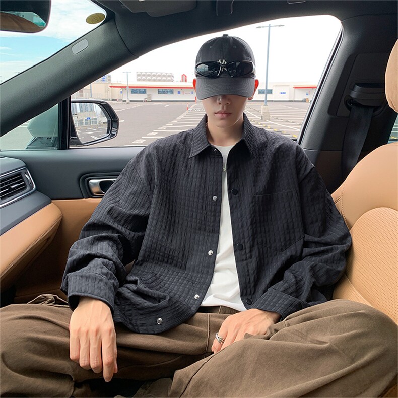 长袖衬衫日系港风ins宽松衬衣男生潮流百搭休闲外套C0557-P58,男装衬衫,星座308B-2