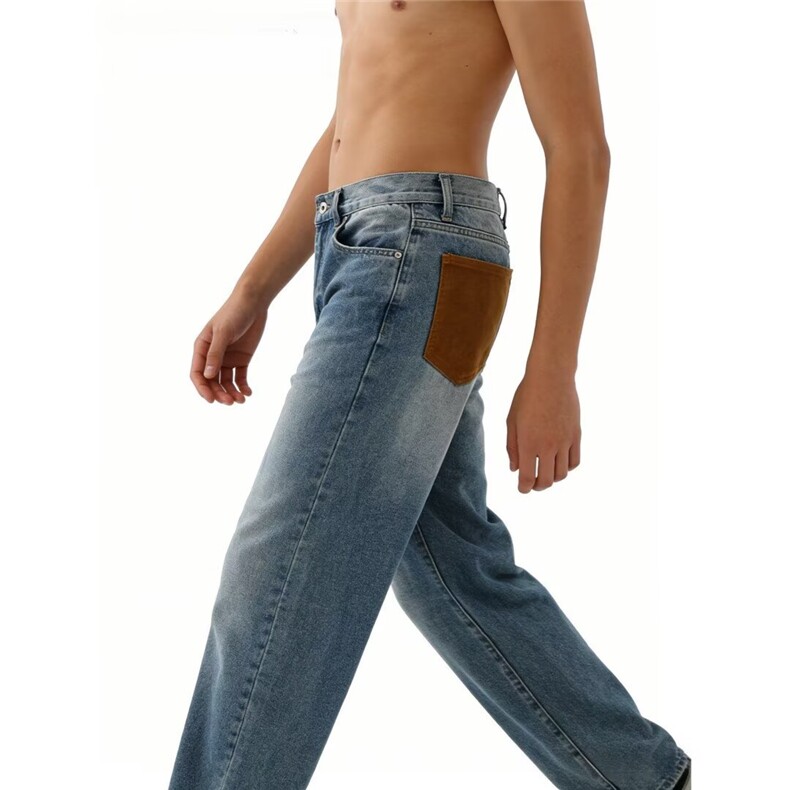 1506-1/KK71591/P52做旧蓝色牛仔裤秋季男款阔腿直筒裤子高品质,男装牛仔裤,星座1506-1