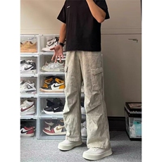 迷彩多口袋工装裤男款夏季少年感潮牌痞帅设计感美式高街裤子直筒，男装牛仔裤，星座1008