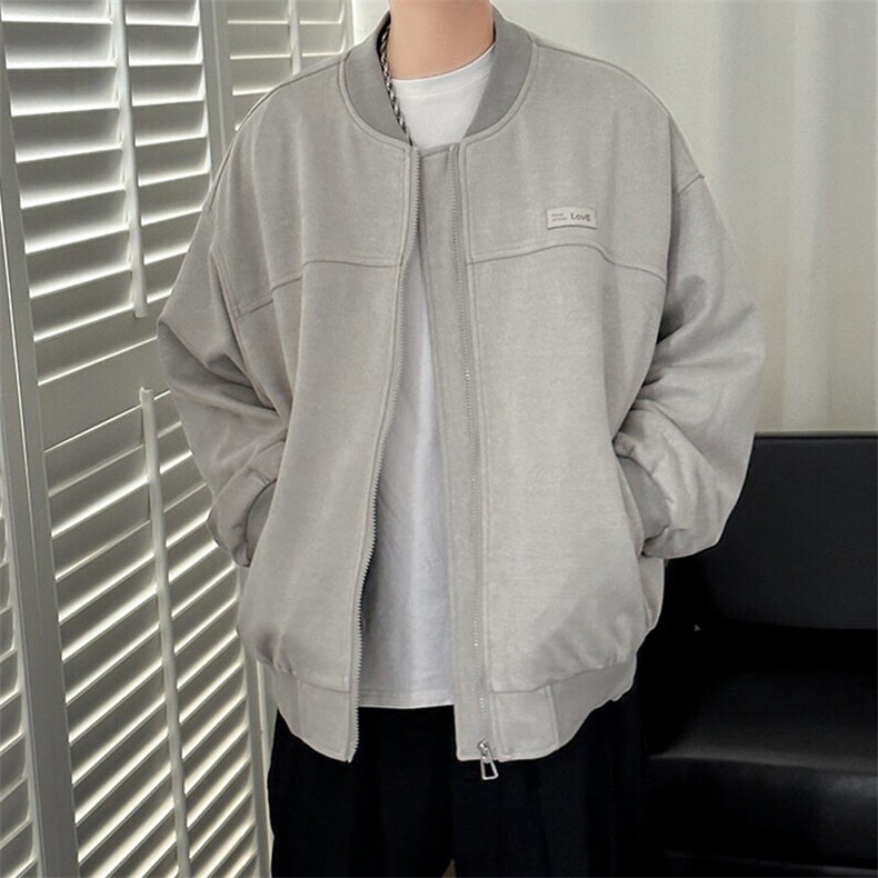 现货春秋季青少年麂皮绒夹克男港风拼接立领夹克外套-JK101-P105，男装夹克，电商A351