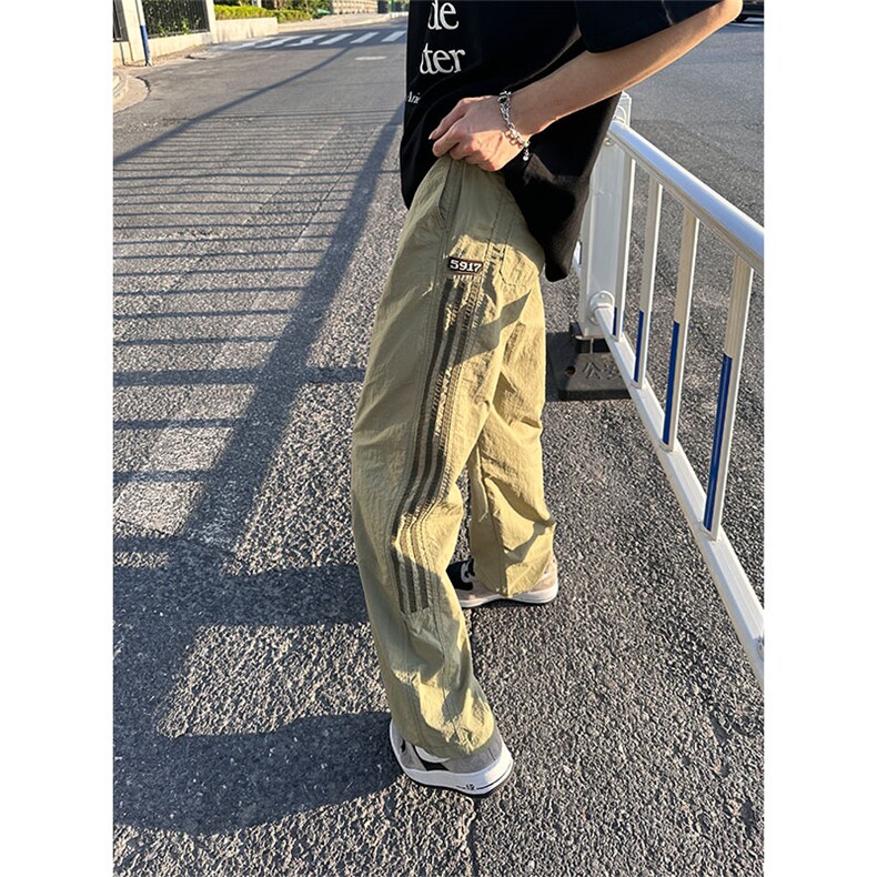 大量现货美式条纹拼接速干裤男夏季潮牌宽松休闲长裤DY5032-P55,男装休闲裤,电商A178
