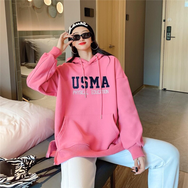 现货冬季新款韩版时尚加绒卫衣，女装卫衣/绒衫，泽妤