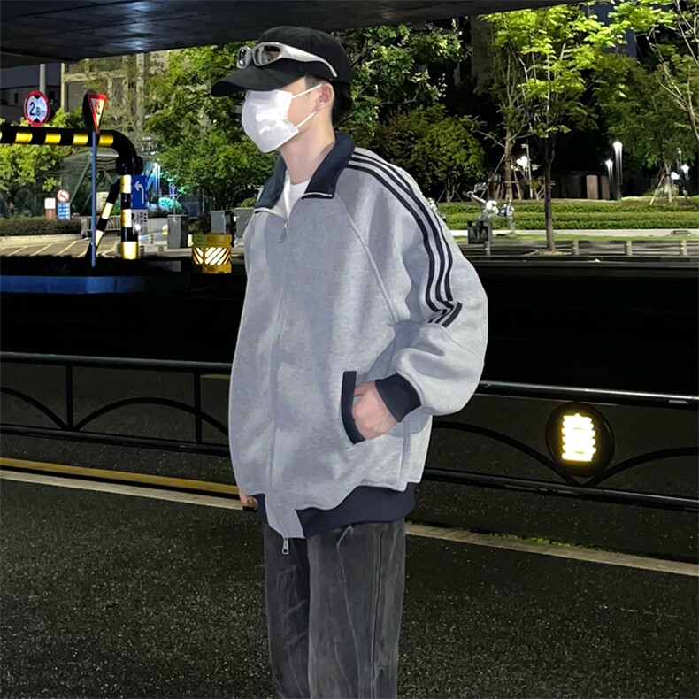 抖音得物高品质美式高街重磅结构设计拼接织带立领卫衣外套CM42,女装短外套,电商A486-1