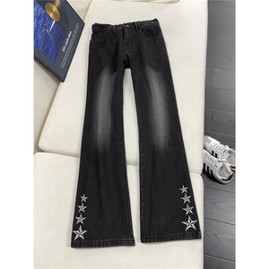 B221 美式ins高街暗黑刺绣修身微喇牛仔裤LK25605-特P45控78图片